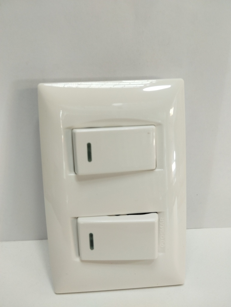 Toma completa interruptor doble (Blanco, Osmar)