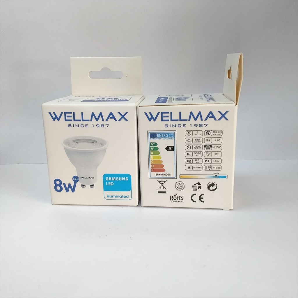 Foco Led Dicroico Luz Blanca 8W (Blanco, Wellmax)