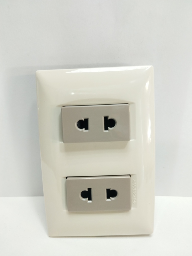 Toma completa corriente doble sin polo a tierra (Beige, Osmar)