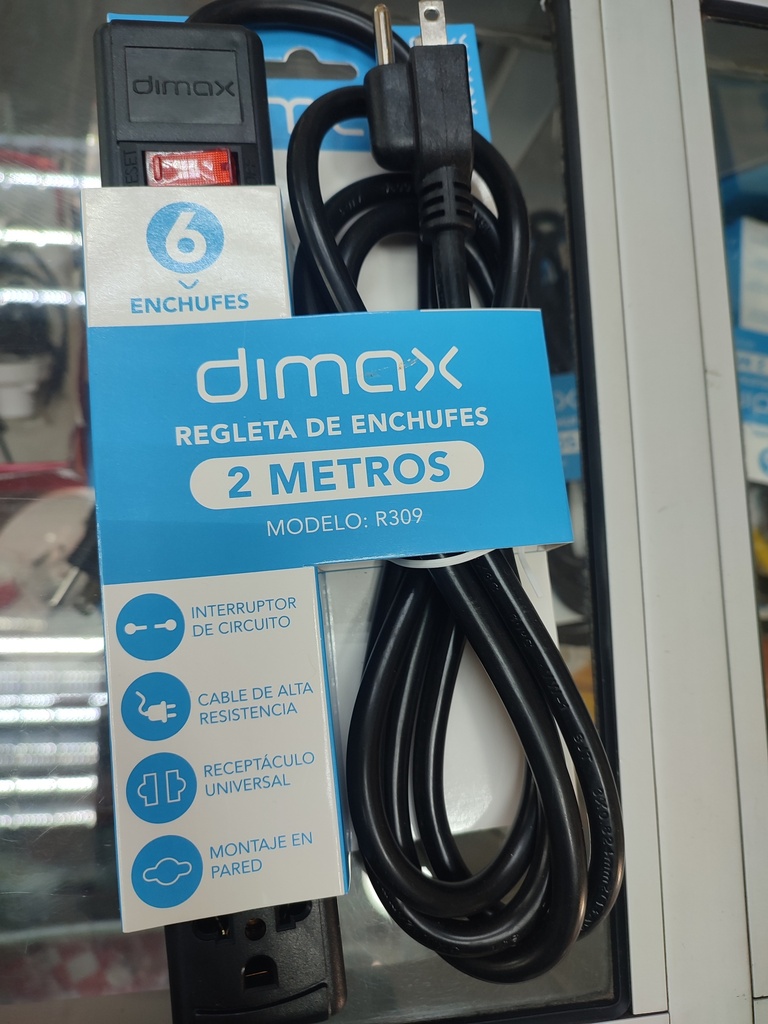 Cortapico Corriente P. 6 TOMAS  2 MTS  Negro DIMAX