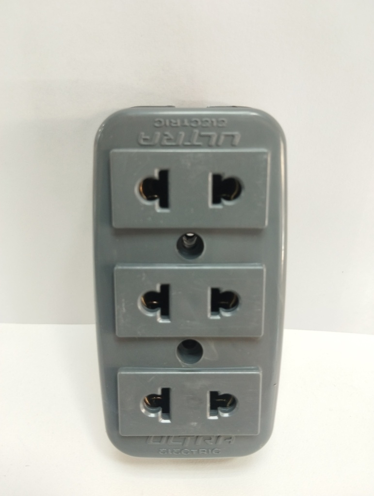 Toma de Sobreponer de 3 modulos  PLOMO ULTRA ELECTRIC
