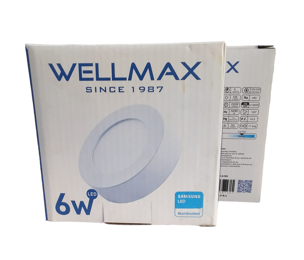 Panel Led De sobreponer Redonda Luz Blanca 6W   Blanco WELLMAX