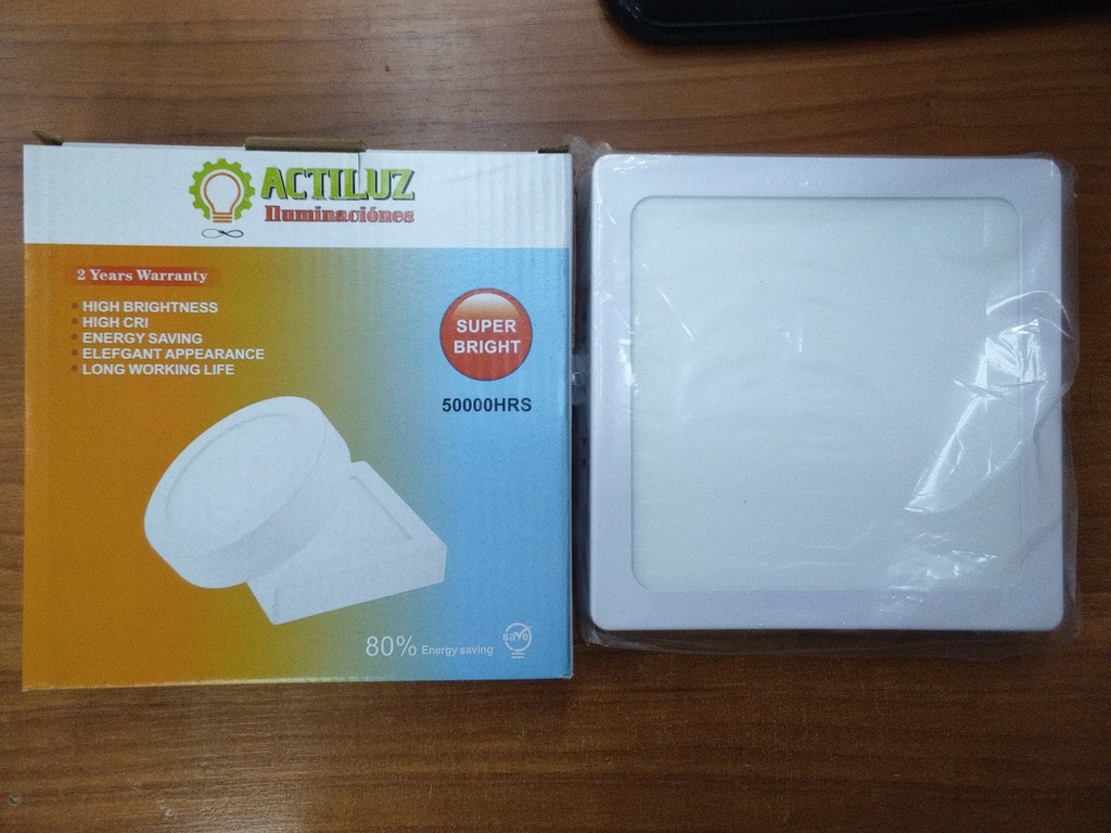Panel Led De Sobreponer cuadrado Luz Blanca 12W (Blanco, Actiluz)