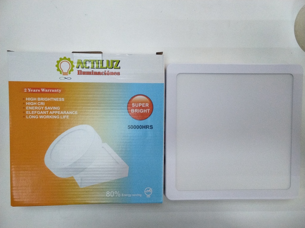 Panel Led De Sobreponer cuadrado Luz Blanca 18W (Blanco, Actiluz)