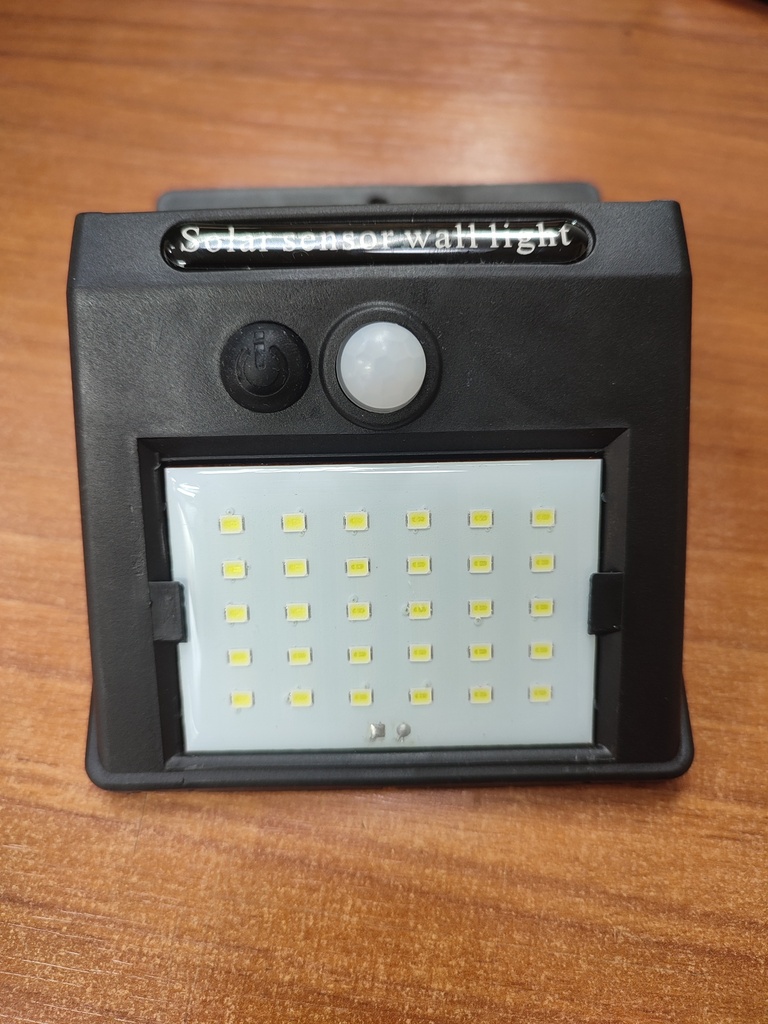 Mini reflector de pared con Panel Solar de 30W con sensor de movimiento (Luz Blanca, Generico)