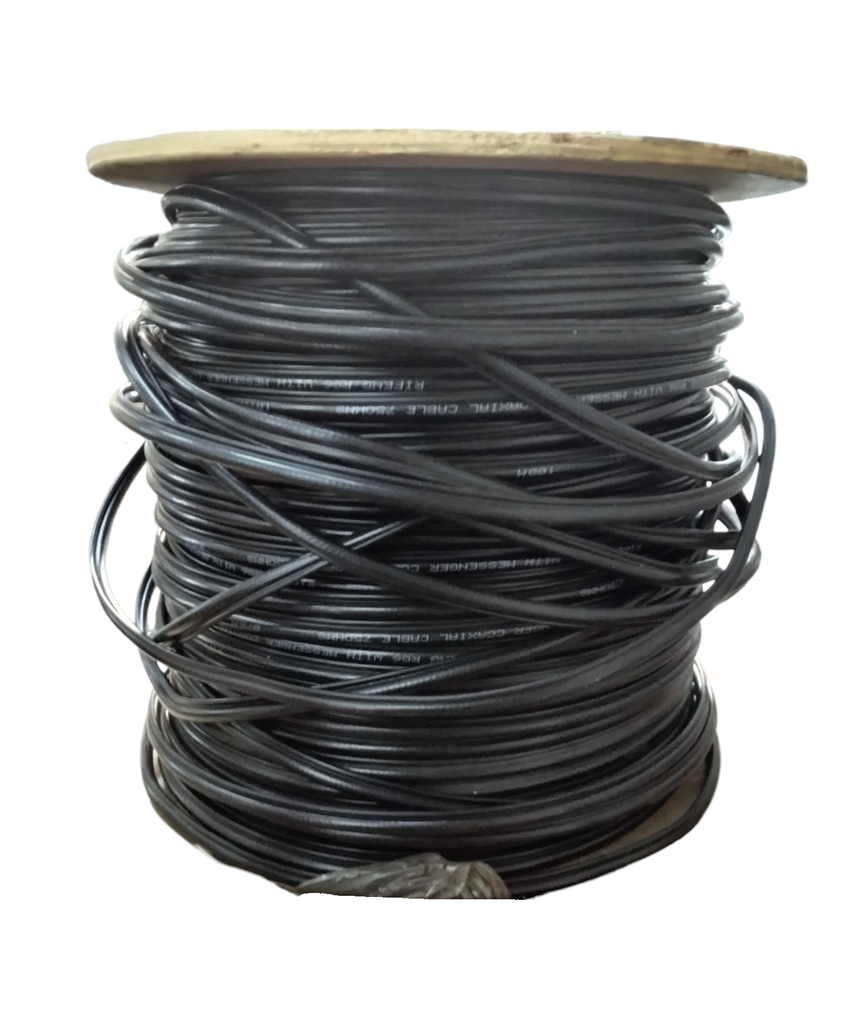Rollo de cable coaxial 750hms RG-6 Messenger (Negro, Rifeng)