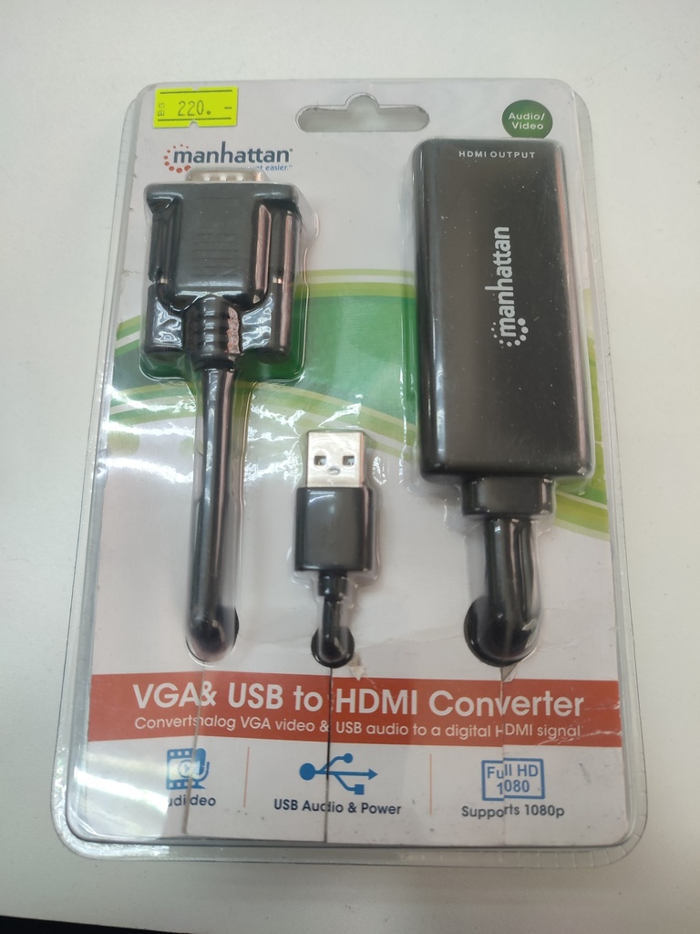 Conversor VGA a HDMI (Negro, Manhattan)