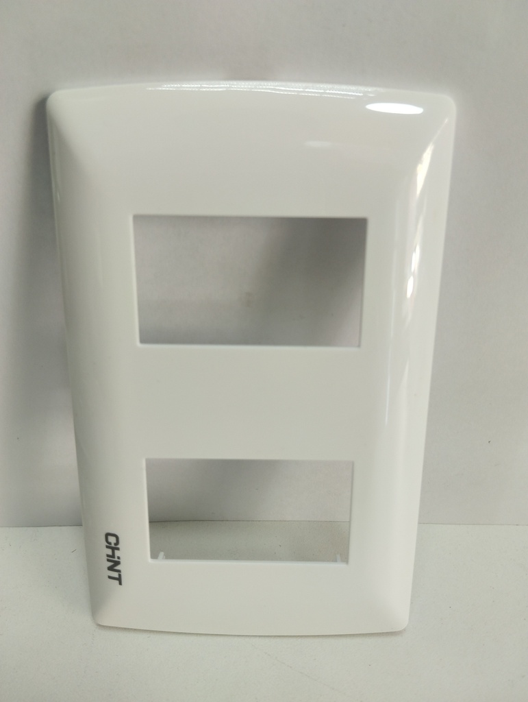 Placa de modulo doble incluye bastidor (Blanco, Chint)