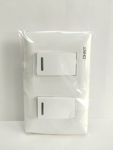 [2821] Toma Completa Interruptor Doble Blanco CHINT