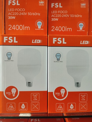[3442] Foco Led Tipo Botella 30W   Blanco FSL
