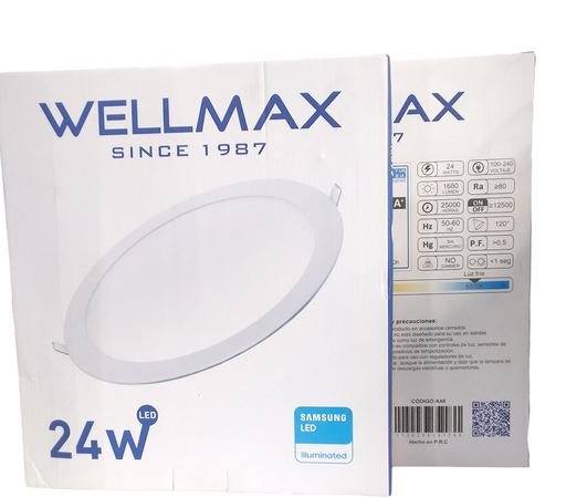 [3813] Panel Led De Empotrar Redonda Luz Blanca 24W   Blanco WELLMAX