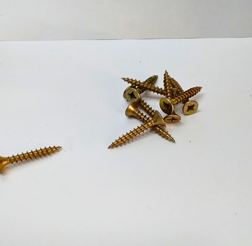 [11-1-28] Tornillo de encarne chip N° 6 4.5x30 (Dorado, Pertec)