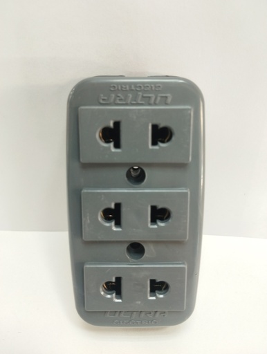 [2717] Toma de Sobreponer de 3 modulos  PLOMO ULTRA ELECTRIC