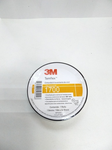 [418] Cinta aislante de 20Yds Original con Marca de agua (Negro, 3M)