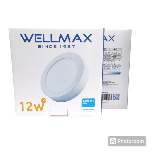 [3839] Panel Led De sobreponer Redonda Luz Calida 12W calida WELLMAX