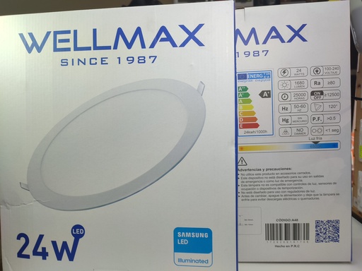 [3842] Panel Led De Empotrar Redonda Luz calida 24W calida WELLMAX