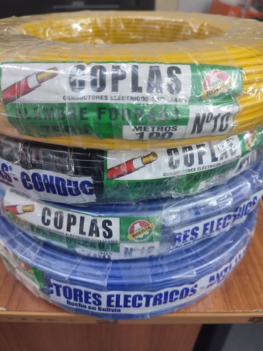 [2289] Rollo de 100m mts. cable Eléctrico No 10 alambre monopolar (Amarillo, Coplas)