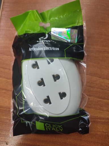 [2722] Toma Sobreponer triple Sin Tierra 15A tipo veto. Blanco, ULTRA ELECTRIC