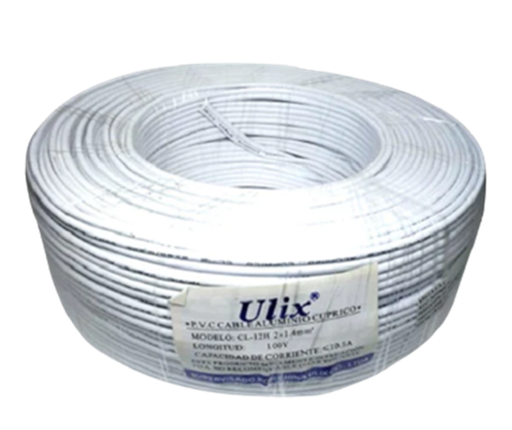 [2299] Rollo de cable Eléctrico Tipo Cordón Nro. 14 AWG   Blanco ULIX