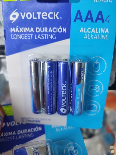 [22612] Pila triple A alcalina, paquete de 4 pilas (azul, Volteck)
