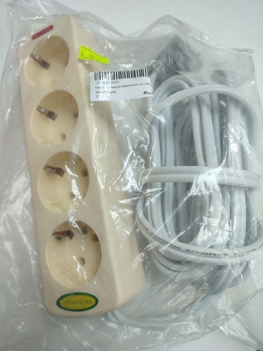 [2166] Extensión de 5mts de 4 tomas shucko con cable Nro. 10 Plomo, Artesanal