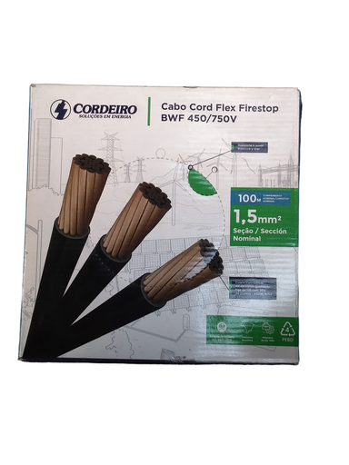 [1-1-14P] Rollo de cable Eléctrico No 16 Awg/1,5 Mm2, multifilar, monopolar, 100 metros (Celleste, Cordeiro)